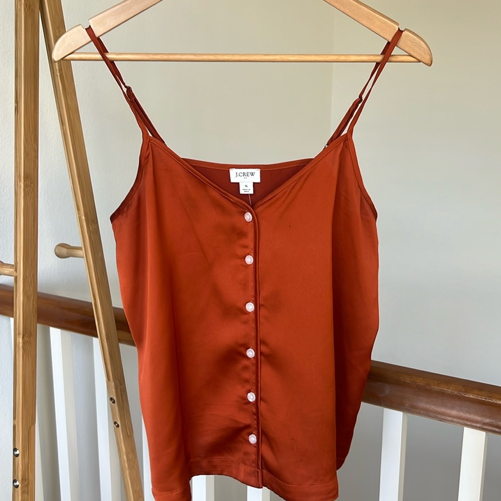 J. Crew Factory Silky Burnt Orange Spaghetti strap tank size small